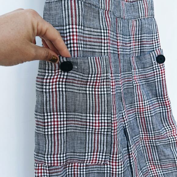 Mango Plaid Check Sleeveless Cut Out Backless Jumpsuit XS Preppy Vest Wide Leg - Picture 6 of 12